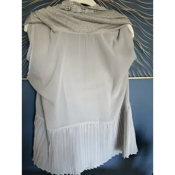 Sioni Women’s Large Sequin Layered Pleat Trim Pullover Sweater Twee Pop Beige - Picture 12 of 12